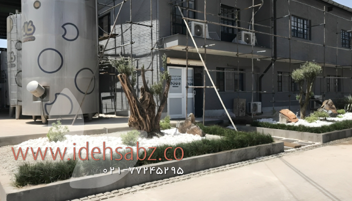 نمونه کار محوطه سازی کارخانه کالین | مجری شرکت ایده سبز