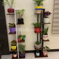 پایه گلدان فلزی ستونی | مشکی و سفید