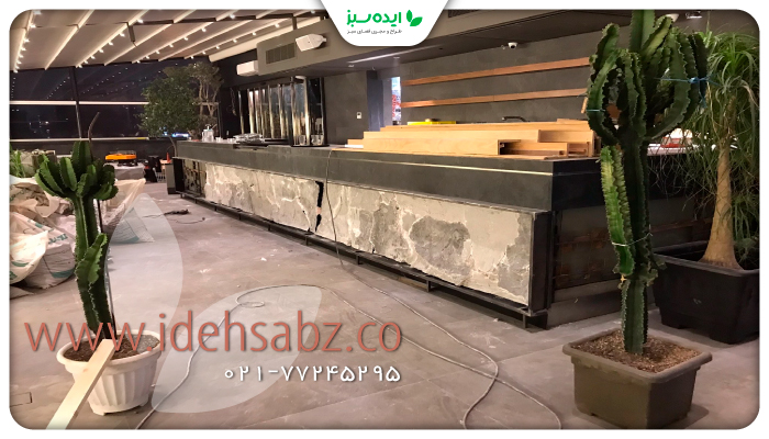نمونه کار | میز کانتر صخرهای رستوران ممد استیک