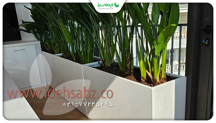 نمونه کار | استفاده از گیاهان مناسب در فلاورباکس فلزی